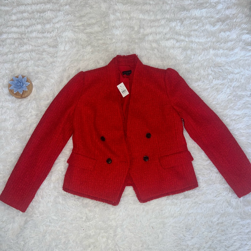 Women's Red Double-Breasted Jacket